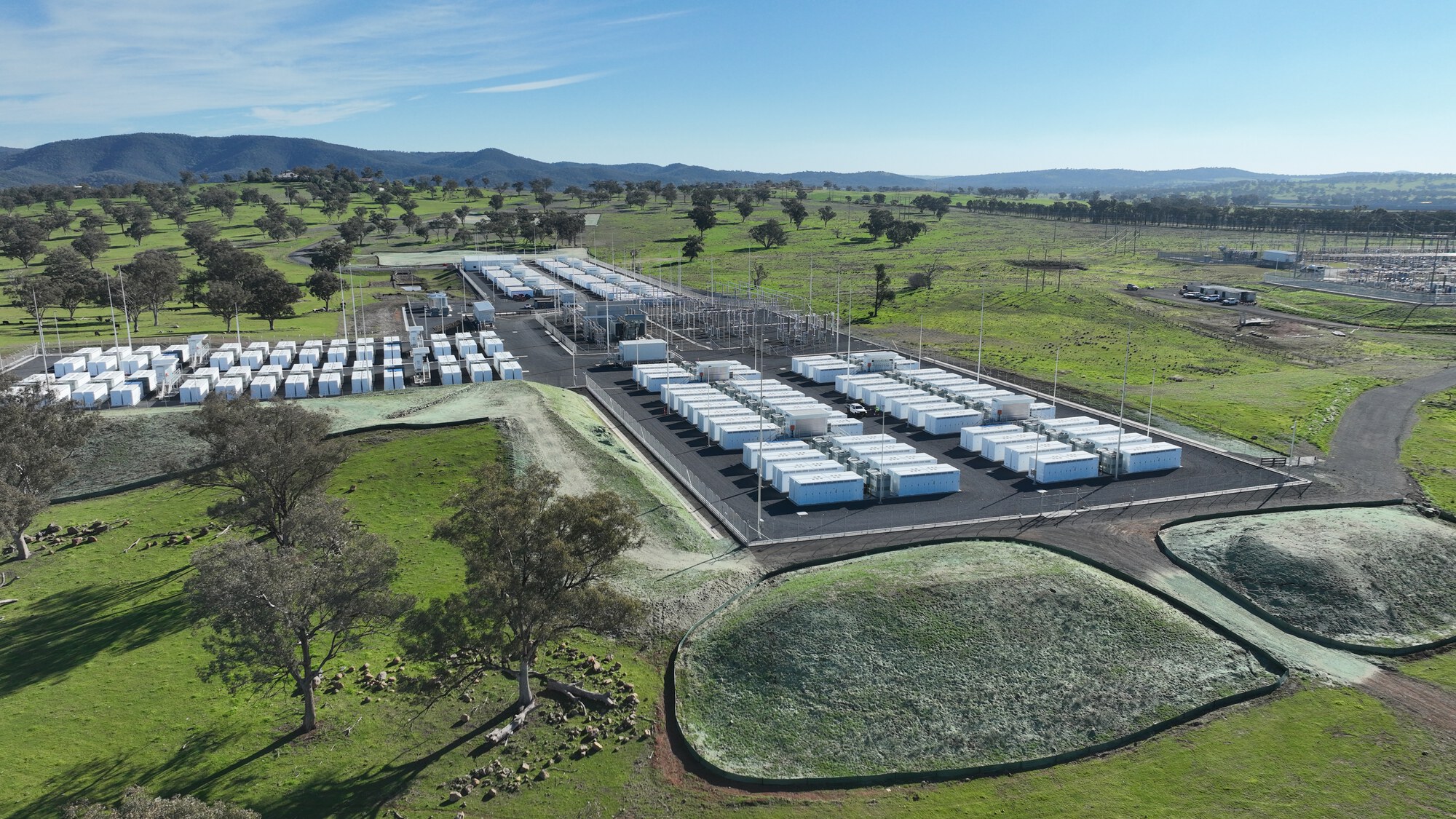 Aerial view of the Orana battery energy storage system.