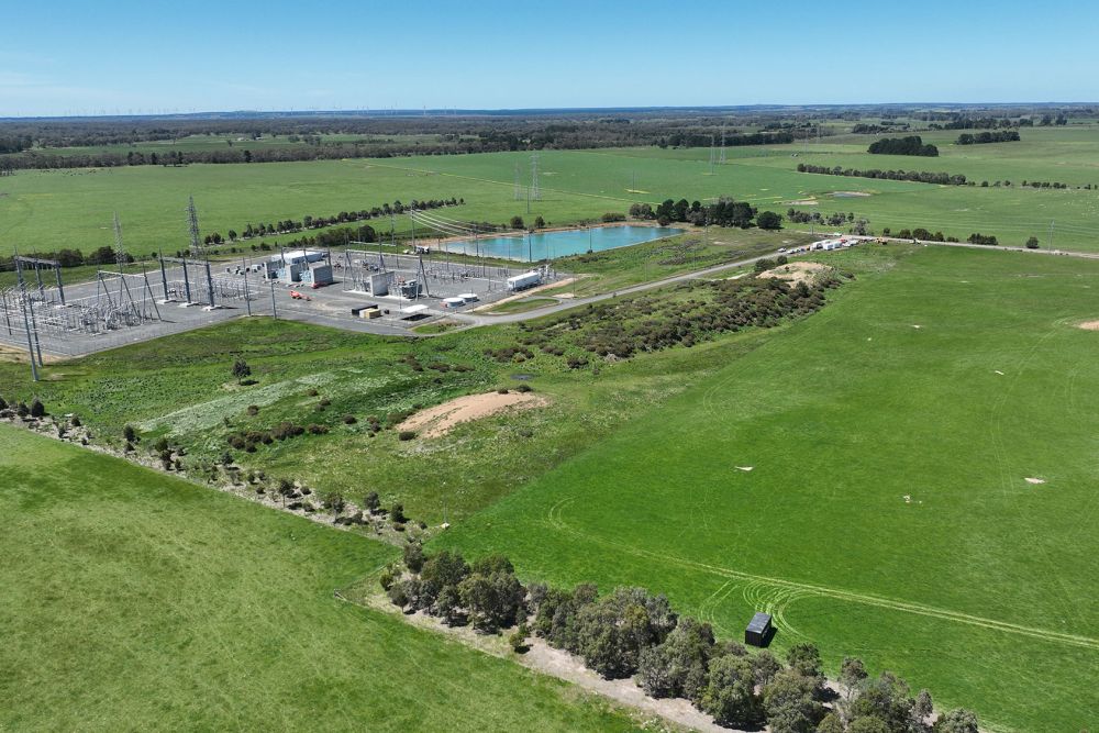 An aerial overview of the Elaine BESS project site.