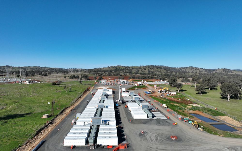 Aerial view of a large, grid scale BESS project developed by Akaysha Energy