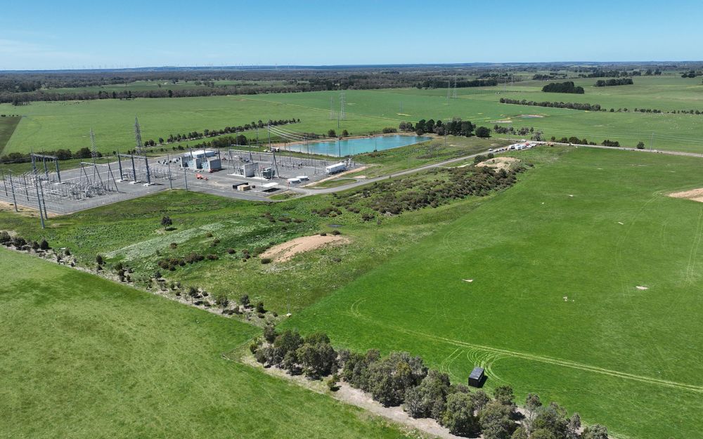 An aerial overview of the Elaine BESS project site.