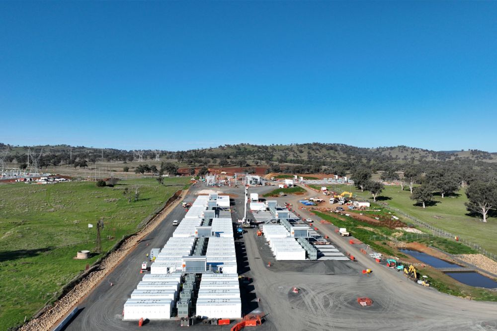 Aerial view of a large, grid scale BESS project developed by Akaysha Energy