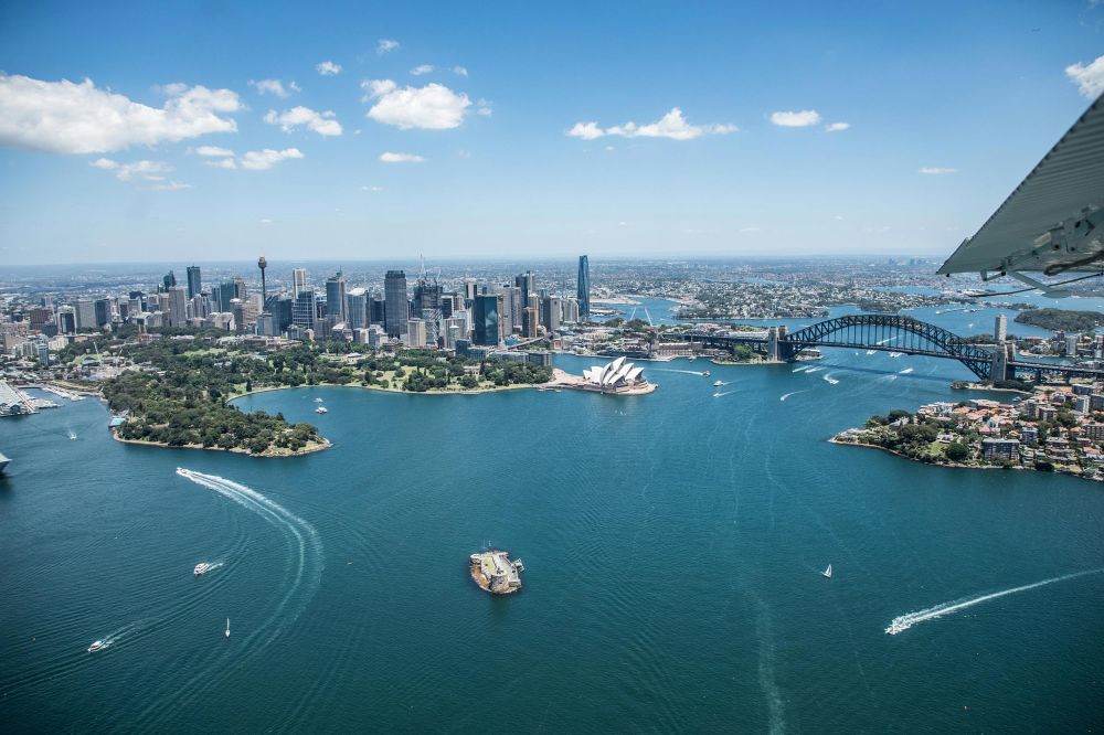 An aerial view of the Sydney CBD skyline