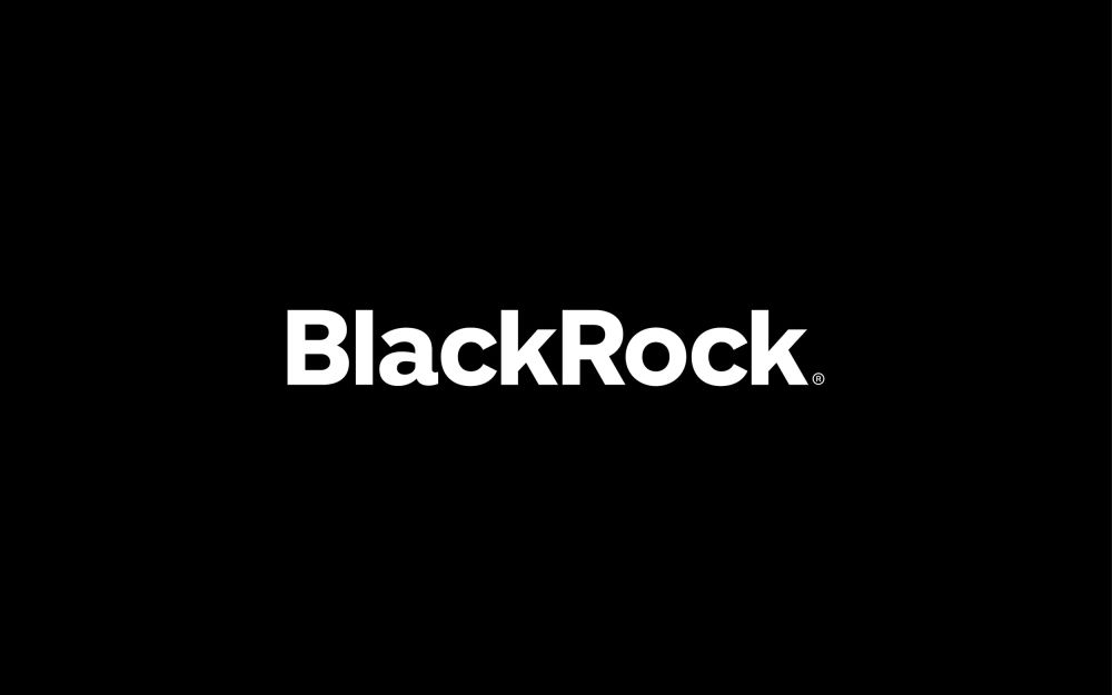 White BlackRock logo against a black background