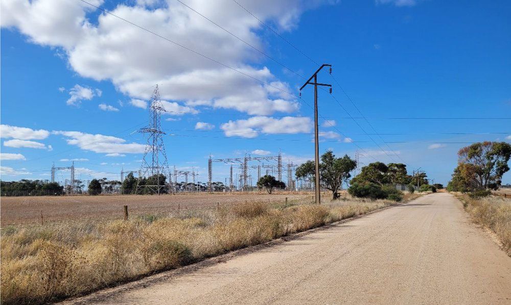 View of the proposed Brinkworth BESS site taken from a dirt road